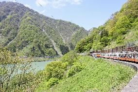 Scenic trolley train at Kurobe Gorge
