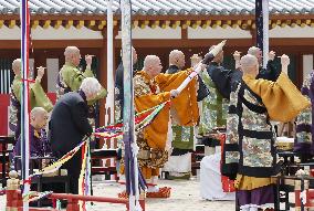 Yakushiji temple celebrates completion of restoration work