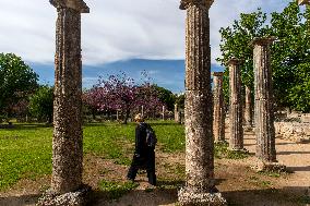 GREECE-ANCIENT OLYMPIA-ARCHAEOLOGICAL SITE-TOURISM