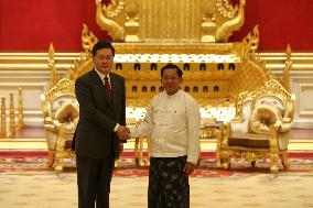 MYANMAR-NAY PYI TAW-MIN AUNG HLAING-CHINA-QIN GANG-MEETING