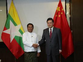 MYANMAR-NAY PYI TAW-CHINA-QIN GANG-THAN SWE-MEETING