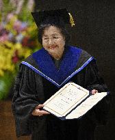 A-bomb survivor Thurlow receives honorary doctorate in Japan