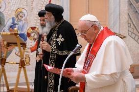 Pope Francis With His Holiness Tawadros Ii At A Common Prayer - Vatican