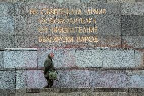 Restored Plaque Of The Monument To The Soviet Army In Sofia