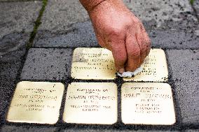 Installation Of The Stumling Stones For Family Oschkowski In Cologne