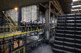 President Macron visiting the Aluminium Dunkerque factory