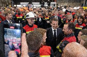 President Macron visiting the Aluminium Dunkerque factory