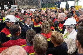 President Macron visiting the Aluminium Dunkerque factory