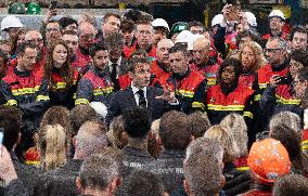 President Macron visiting the Aluminium Dunkerque factory