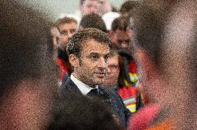 President Macron visiting the Aluminium Dunkerque factory