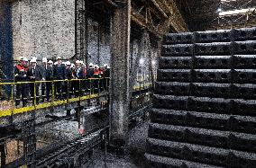 President Macron visiting the Aluminium Dunkerque factory