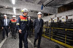 President Macron visiting the Aluminium Dunkerque factory