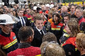 President Macron visiting the Aluminium Dunkerque factory