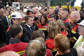 President Macron visiting the Aluminium Dunkerque factory