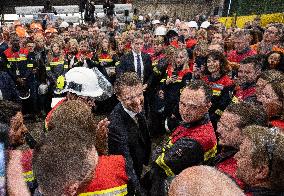 President Macron visiting the Aluminium Dunkerque factory