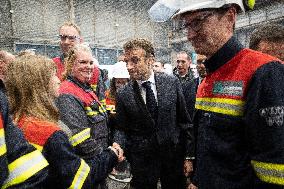 President Macron visiting the Aluminium Dunkerque factory