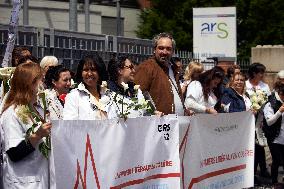 Toulouse: District Nurses Protest In Front Of The Regional Agency For Health For Better Rates