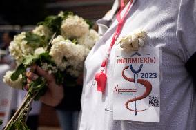 Toulouse: District Nurses Protest In Front Of The Regional Agency For Health For Better Rates