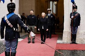 Zelensky meets Italian Prime Minister Giorgia Meloni - Rome