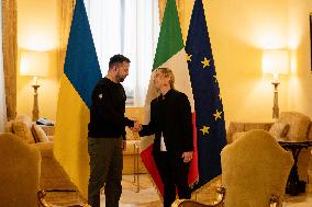 Zelensky meets Italian Prime Minister Giorgia Meloni - Rome