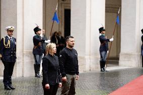 Zelensky meets Italian Prime Minister Giorgia Meloni - Rome