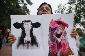 Animals Rights Activists Protest In New Delhi, India