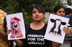 Animals Rights Activists Protest In New Delhi, India