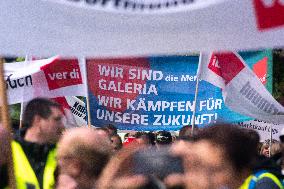 Rally For Strike From Retailer Workers In Duesseldorf