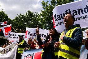 Rally For Strike From Retailer Workers In Duesseldorf