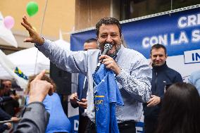 Matteo Salvini Attends A Rally For The Elections In Cologno Monzese In Milan