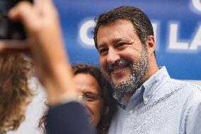 Matteo Salvini Attends A Rally For The Elections In Cologno Monzese In Milan