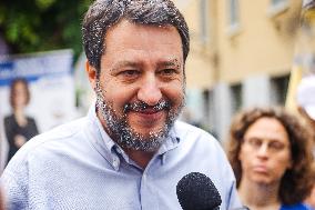 Matteo Salvini Attends A Rally For The Elections In Cologno Monzese In Milan