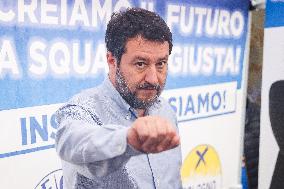 Matteo Salvini Attends A Rally For The Elections In Cologno Monzese In Milan