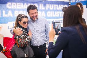 Matteo Salvini Attends A Rally For The Elections In Cologno Monzese In Milan