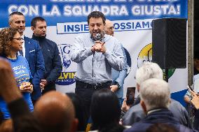 Matteo Salvini Attends A Rally For The Elections In Cologno Monzese In Milan