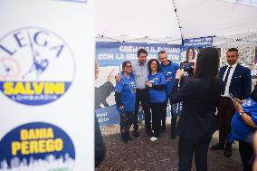 Matteo Salvini Attends A Rally For The Elections In Cologno Monzese In Milan