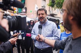 Matteo Salvini Attends A Rally For The Elections In Cologno Monzese In Milan