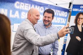 Matteo Salvini Attends A Rally For The Elections In Cologno Monzese In Milan