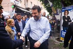 Matteo Salvini Attends A Rally For The Elections In Cologno Monzese In Milan