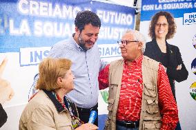 Matteo Salvini Attends A Rally For The Elections In Cologno Monzese In Milan