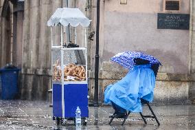 Heavy Rain In Krakow, Poland