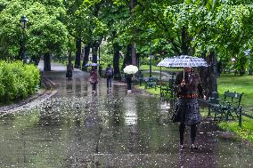 Heavy Rain In Krakow, Poland