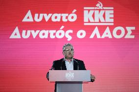 Communist KKE Party Leader Dimitris Koutsoumpas Rally Ahead Of Greek Elections