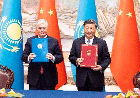 CHINA-SHAANXI-XI'AN-XI JINPING-KAZAKH PRESIDENT-TALKS (CN)