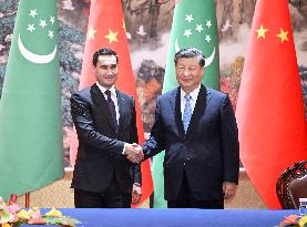 CHINA-SHAANXI-XI'AN-XI JINPING-TURKMEN PRESIDENT-MEETING (CN)