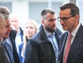 Polish PM Morawiecki Sets Cornerstone For Krakow-Prokocim Medical Campus Construction