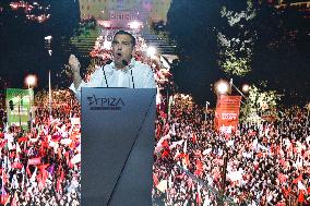 Alexis Tsipras  Leader Of SYRIZA - Progressive Alliance Party Holds Election Campaign Rally N Athens