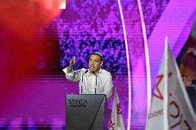 Alexis Tsipras  Leader Of SYRIZA - Progressive Alliance Party Holds Election Campaign Rally N Athens