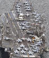 U.S. Navy aircraft carrier Nimitz at Sasebo port