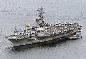 U.S. Navy aircraft carrier Nimitz at Sasebo port